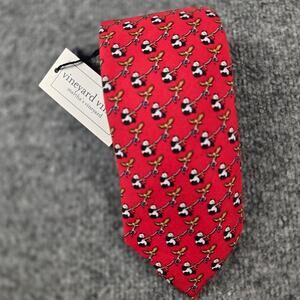 NWT Vineyard Vines Red Silk Panda Bear Eagle Tie Size: OS
